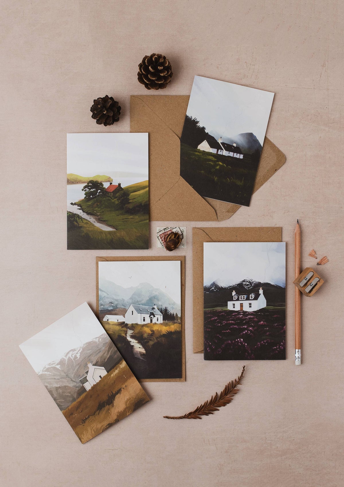 Harris Whispers, Cosy Cottage Greeting Cards