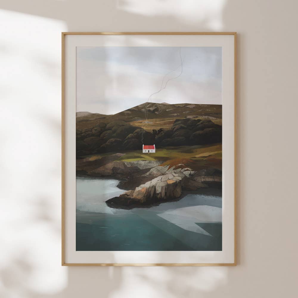 Croft Cottage Scottish Landscape Art Print A4