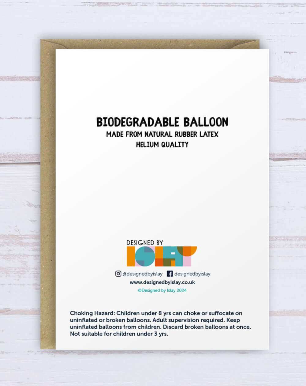 Elephant illustrated everyday card with balloon, yellow