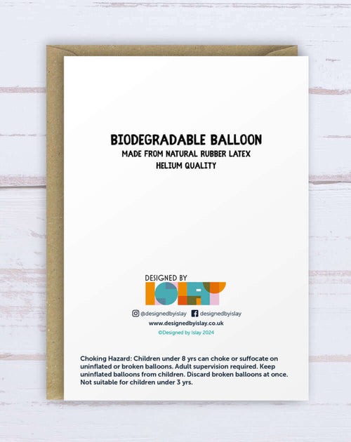 Elephant illustrated everyday card with balloon, yellow