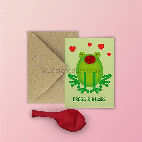 Anniversary / Valentines Frogs and Kisses balloon card