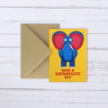 Elephant illustrated everyday card with balloon, yellow