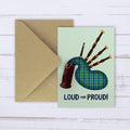 Scottish Bagpipes greeting card with natural latex balloon